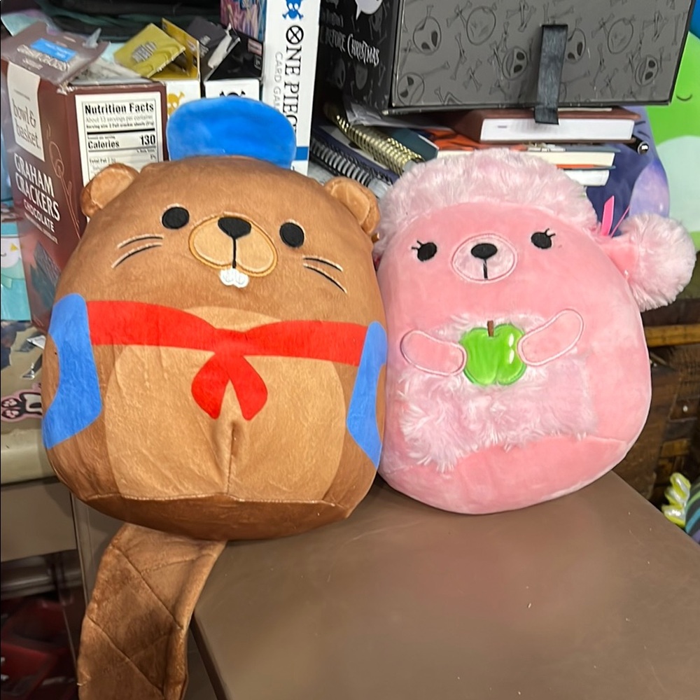Squishmallows Chipmunk and pink dog bundle